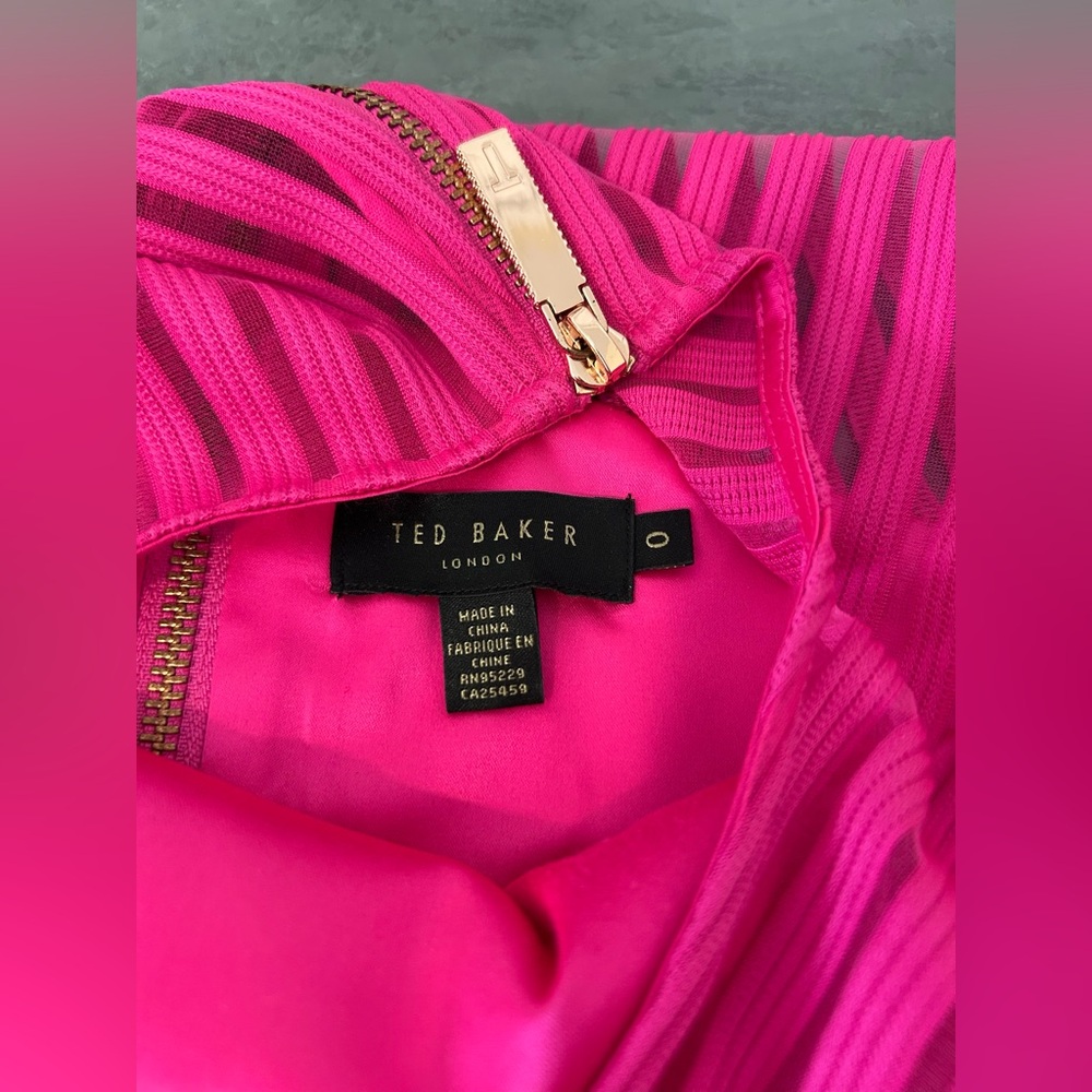 Ted Baker London Eleese Fit & Flare High Neck Skater Dress Mesh Panels - Picture 9 of 13